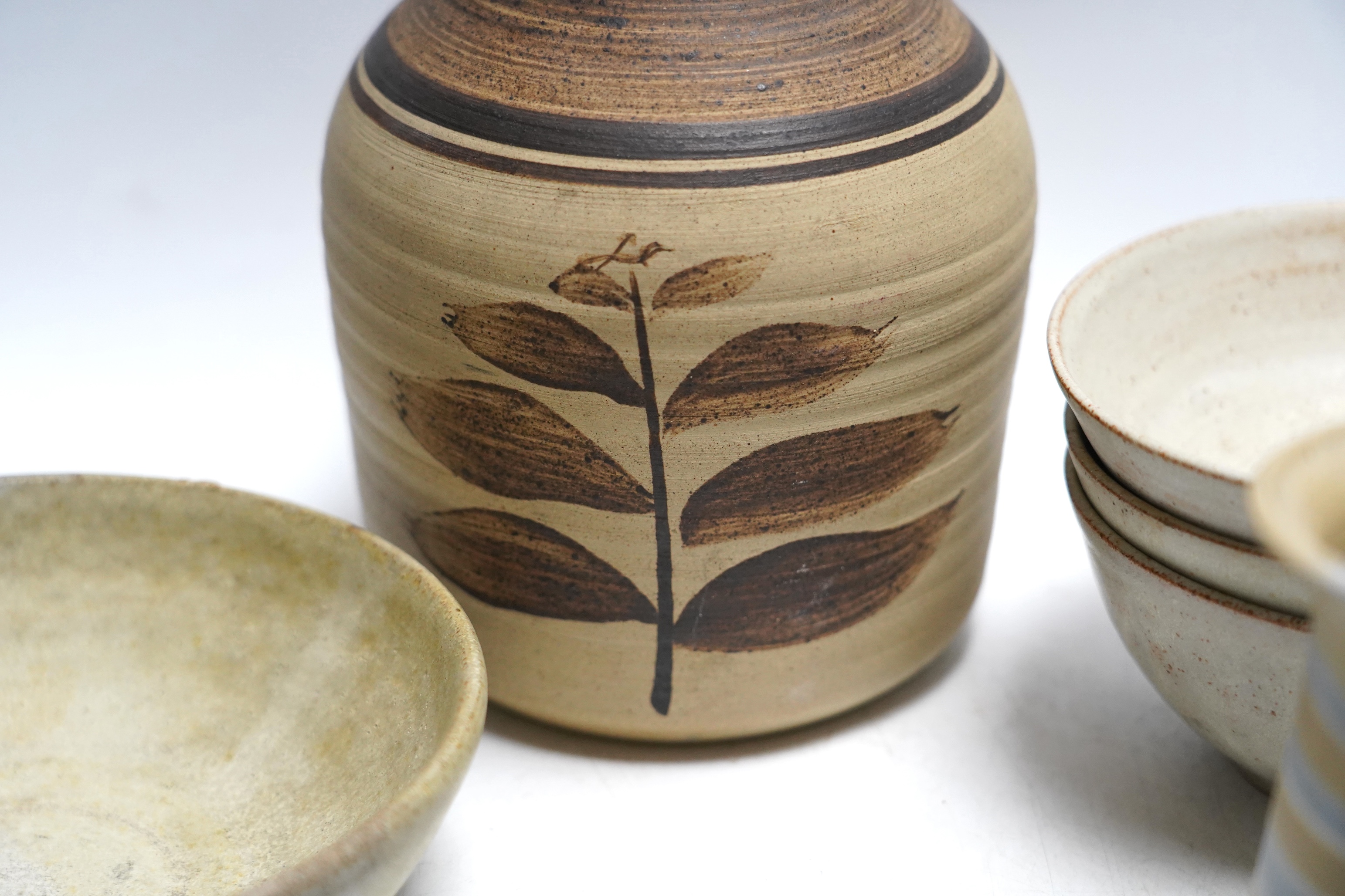 Nine various Studio pottery items, largest 22cm